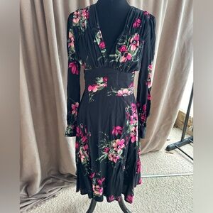 Trashy Diva 40s Long Sleeve Dress Magenta Floral